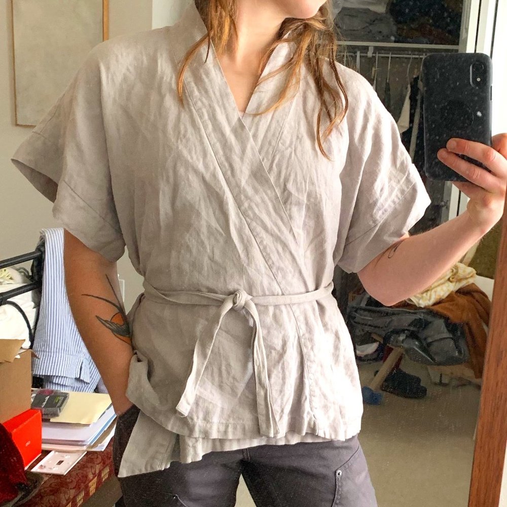 NotPerfectLinen Lavender Wrap Linen Kimono